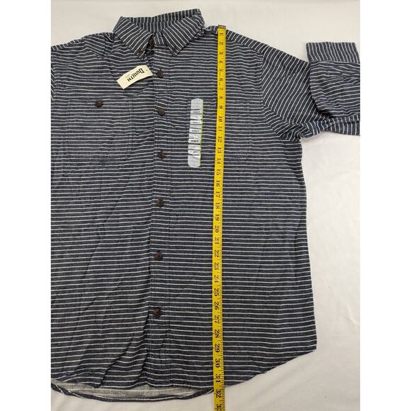 Duluth Trading Men's L‎ Free Swingin' Flannel Relaxed Fit Shirt Blue Striped - Picture 12 of 14